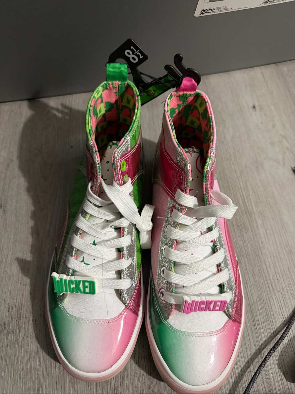 Kids High-Top Sneakers in Pink and Green